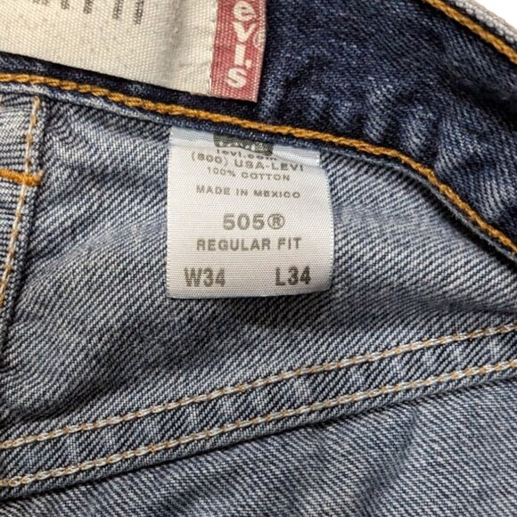 Levi's 505 Jeans Mens 34x34 Blue '04 Y2K Medium Wash Gorp Straight Leg - Picture 7 of 9